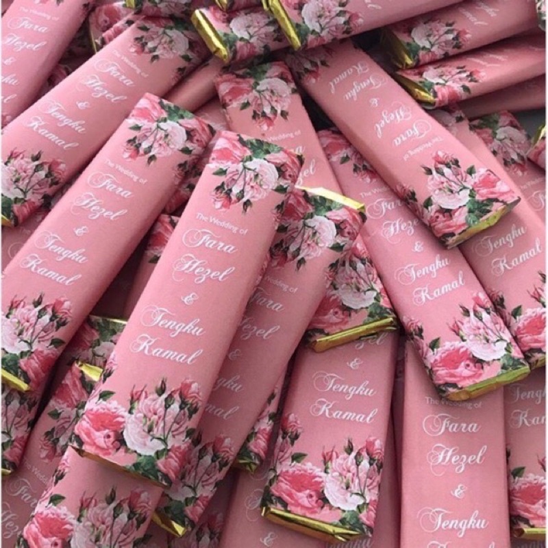 [READY STOCK] Halal Coklat Bar Doorgift Custom Nama (Minimum order 50pcs) 15Gram -Extra Bubble Wrap Selamat & Tidak Cair