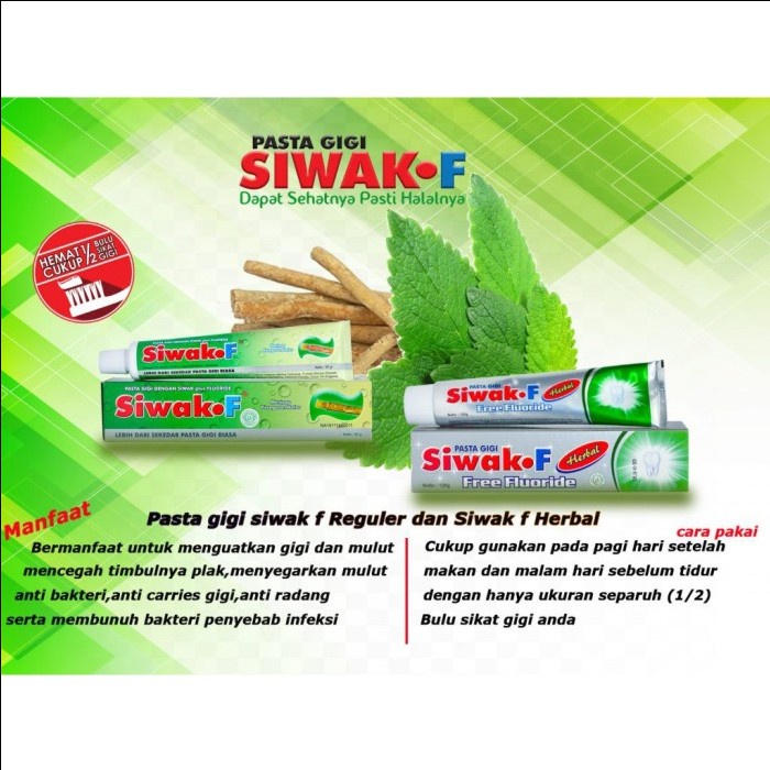 Siwak F Free Flouride 190gr | Herbal Toothpaste 120 gr | Herbal Toothpaste Floride Teeth Whiteningbebas