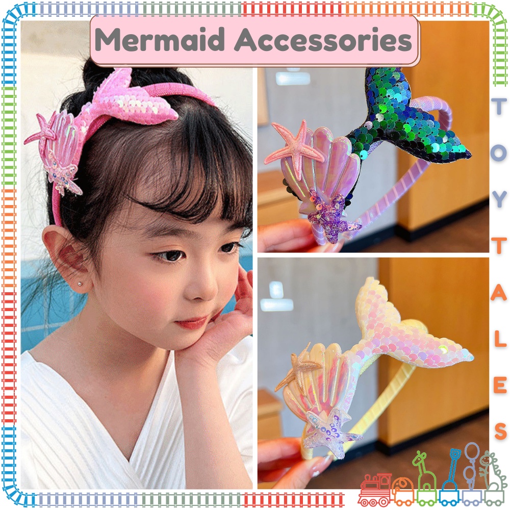 Cute Mermaid Tail Kids Hair Accessories Kids Hair BandPrincess Shell Mermaid Ikat Rambut Baby Girl 小孩发饰 儿童美人鱼发箍