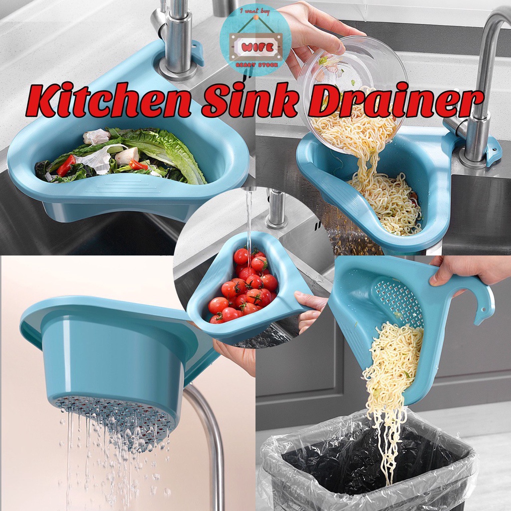 READY STOCK MultiFunction Triangle Drain Basket Sink Drainer Kitchen
