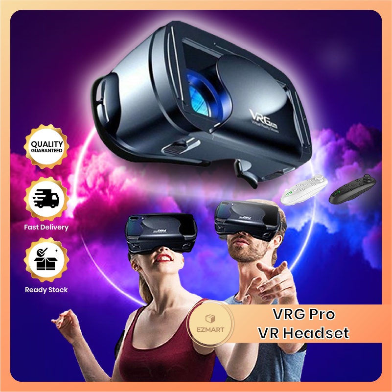 Ready Stock In Malaysia VRG Pro Box 3D virtual reality VR headset Fullscreen VR Glasses VR Controller Cermin Mata 3D