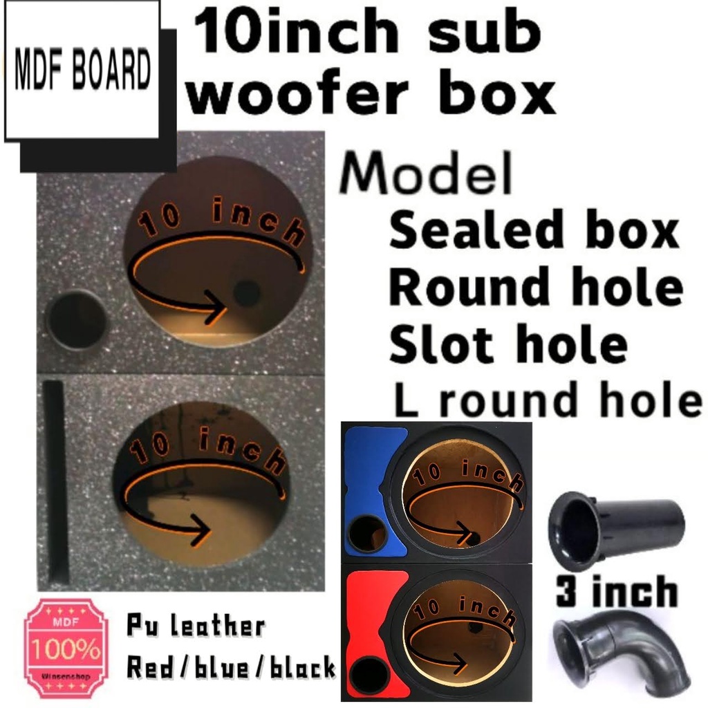 ALIBABA 10 inch, Sub woofer box speker box, pu pvc leather round hole and straight hole mdf board