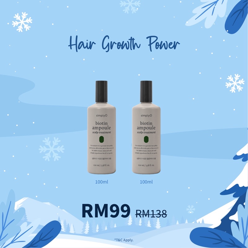 [BUY 1 FREE 1] simplyO Biotin Ampoule For Hair Loss 100ml FREE 100ml