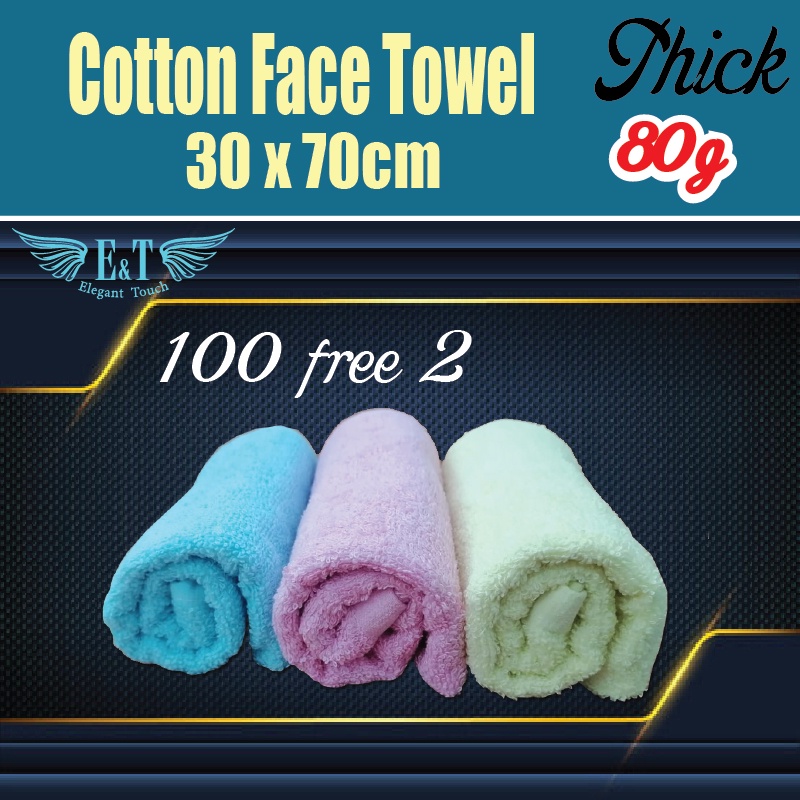 Cotton Face Towel 80g / Tebal & Serap Air / Gift & Souvinie / Tuala