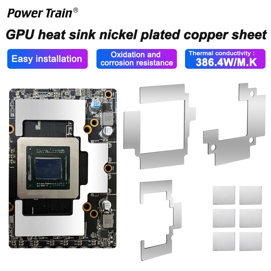 GPU RAM Nickel Plated Copper Heatsink Graphics Card Memory Miner RTX 3080 3090 / 5600 5700XT Down 15-40 Degree GPU Thermal Pad