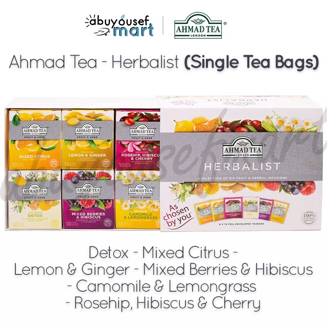 Ahmad Tea London (Loose Pack Various Flavours - Herbalist Detox, Ginger, Berries, Lemon, Fruits & Herbal Tea Infusion