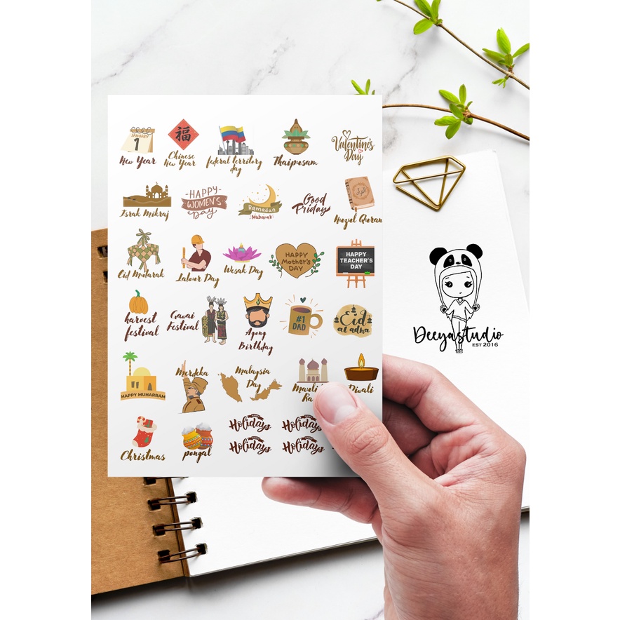 Malaysia Public Holiday Journal Sticker Planner Sticker Girl Sticker