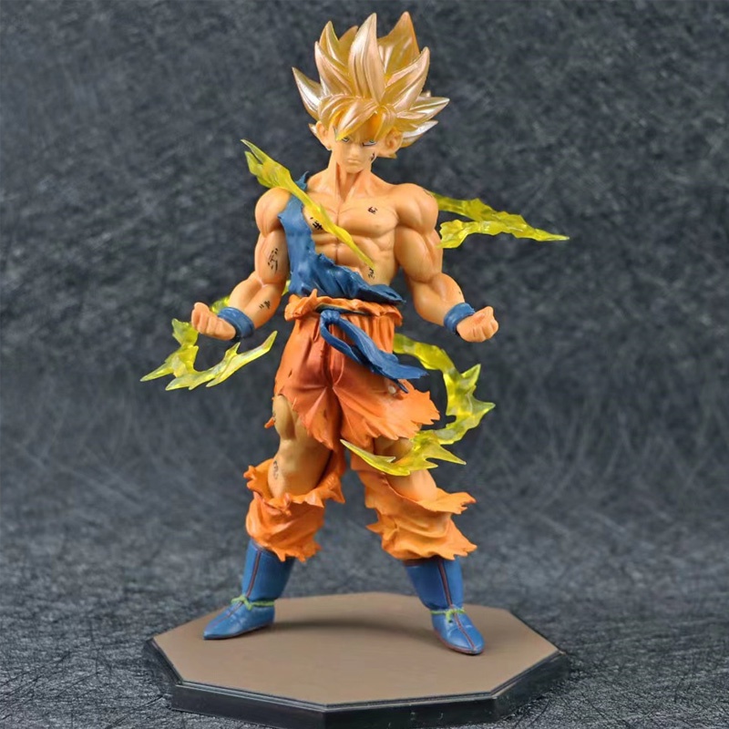 17cm Dragon Ball Z Son Goku Kakarotto Super Saiyan Battle Damage Scenario Action Figure PVC Model Dolls Collections Toys Gifts