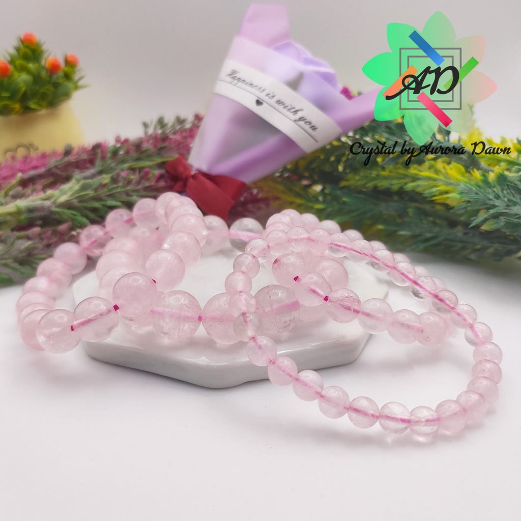 AD073 Rose Quartz 粉晶 Natural Healing Crystal Bracelet 天然疗愈水晶手链