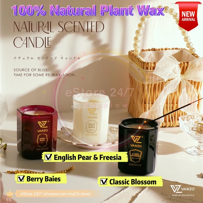 VANZO 100% Natural Plant Scented Perfume Candle Classic Blossom Berry ...
