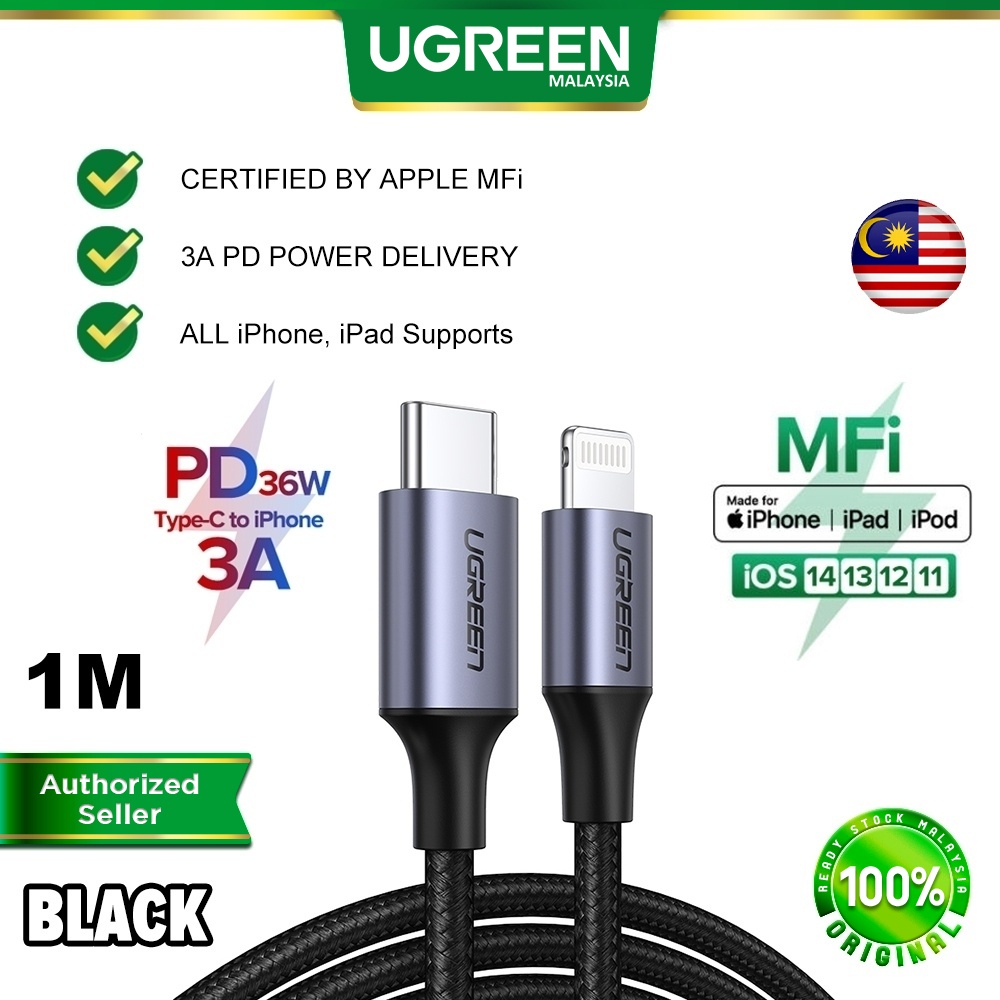 UGREEN USB Type C To Lightning MFi Cable 36W PD Power Delivery Quick Charge Wire Apple iOS iPhone 13 Mini Pro Max iPad