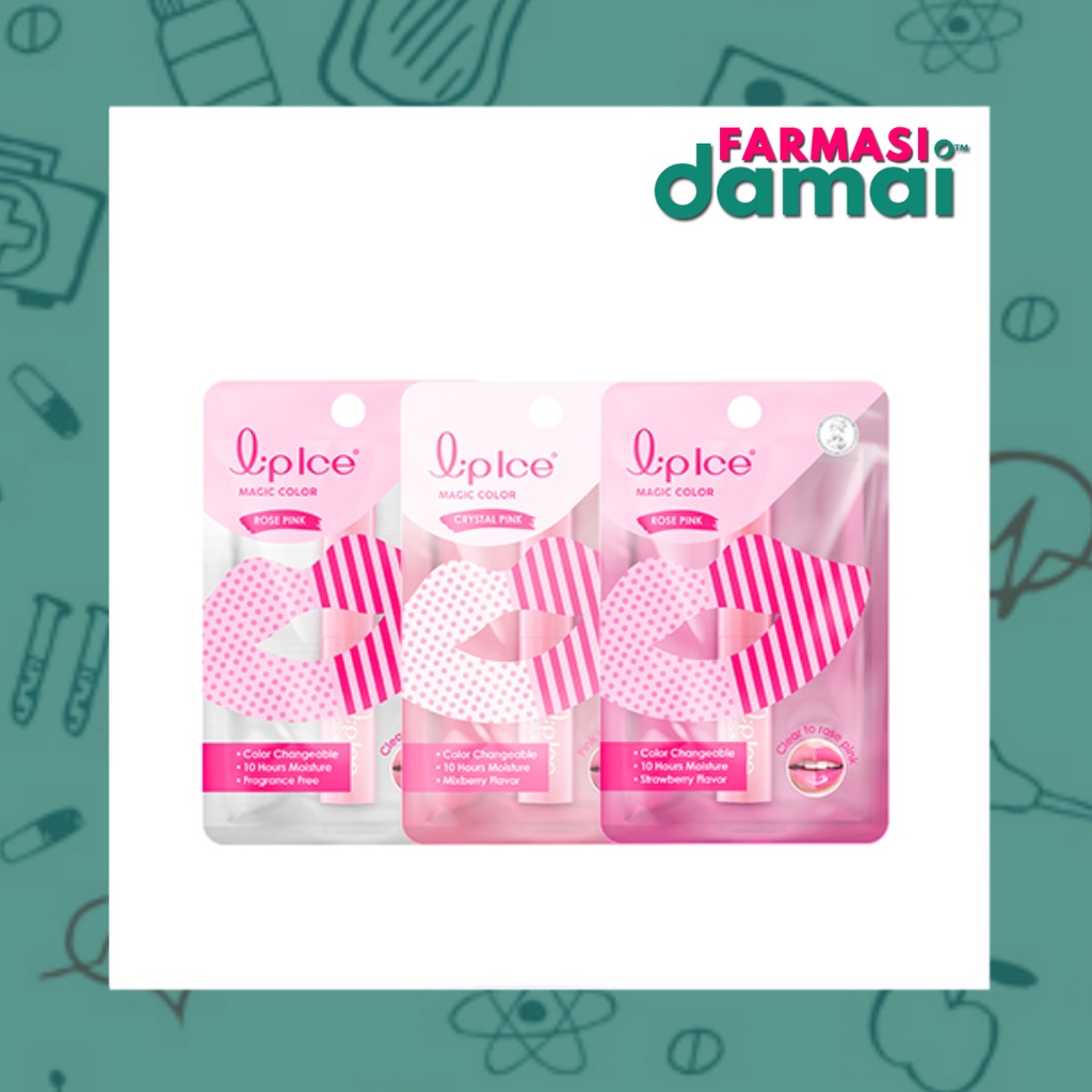 MENTHOLATUM LIP ICE MAGIC COLOR (ROSE PINK STRAWBERRY FLAVOR/ROSE PINK