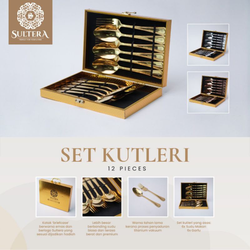 Cutlery 12pcs Set Exclusive SULTERA The Sultan set sudu garfu stainless