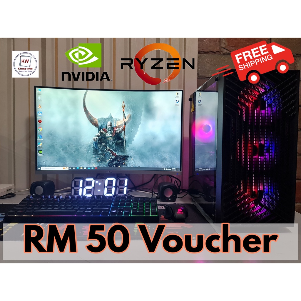 kingswee-gaming-pc-fullset-r5-2600x-r5-3600-rx-580-gtx-1060-rtx-2060