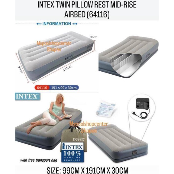 Intex Airbed Tilam Intex (with built in air pump) | Shopee Malaysia