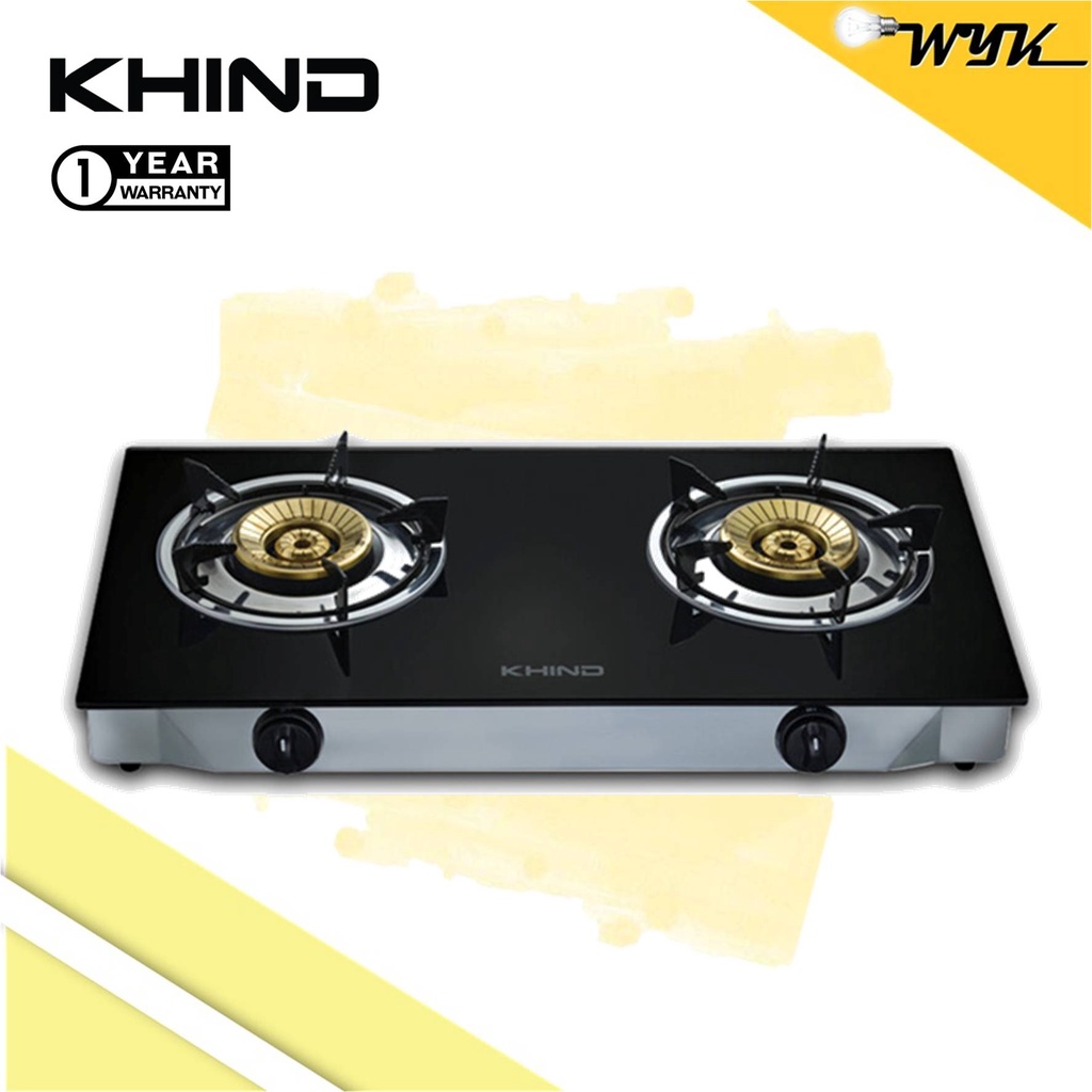 KHIND Glass Top Gas Cooker Double Burner Table Top GCG6311 Shopee