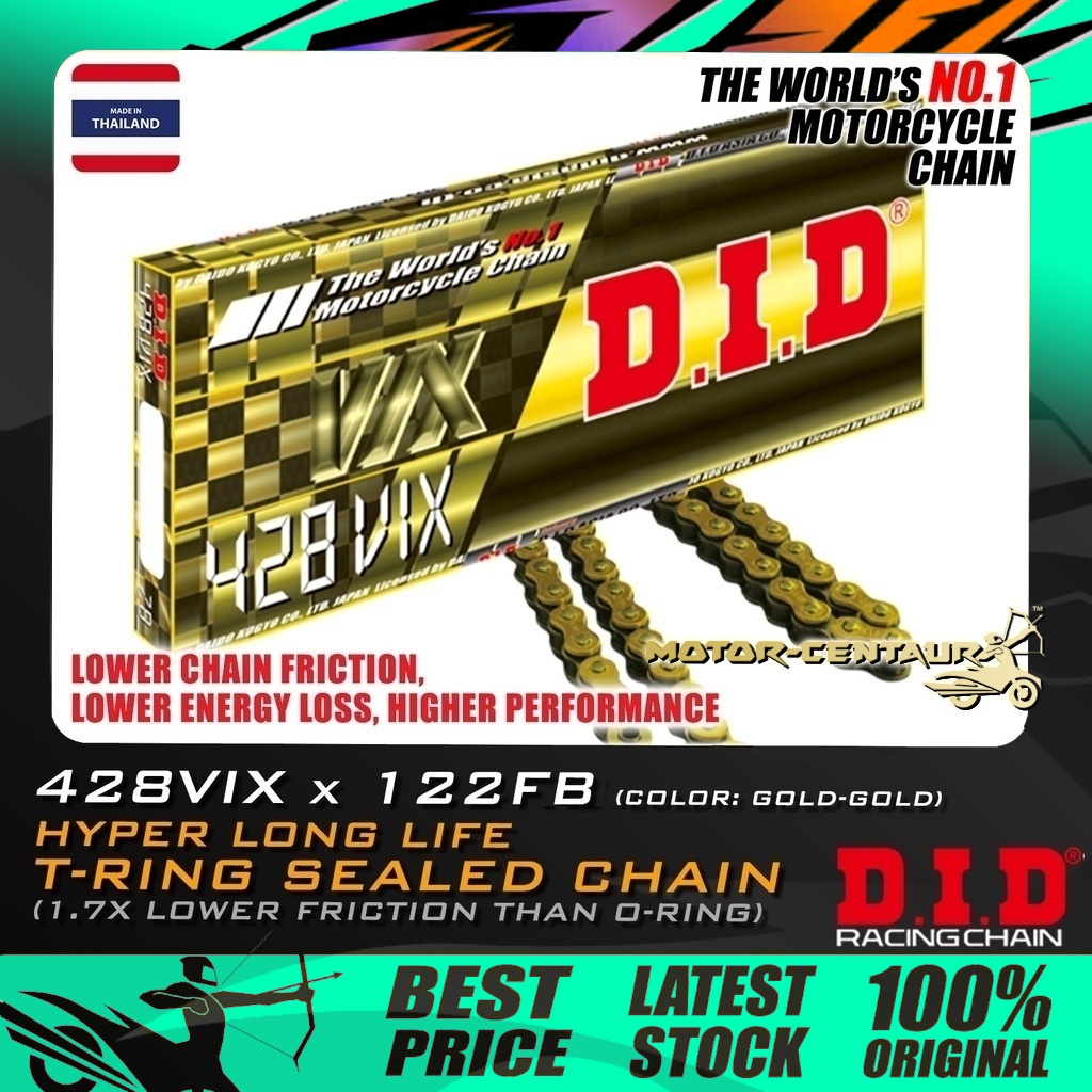 RANTAI DID T-RING SEALED CHAIN 428VIX X 122FB,122L,122 GOLD YAMAHA Y15 ...