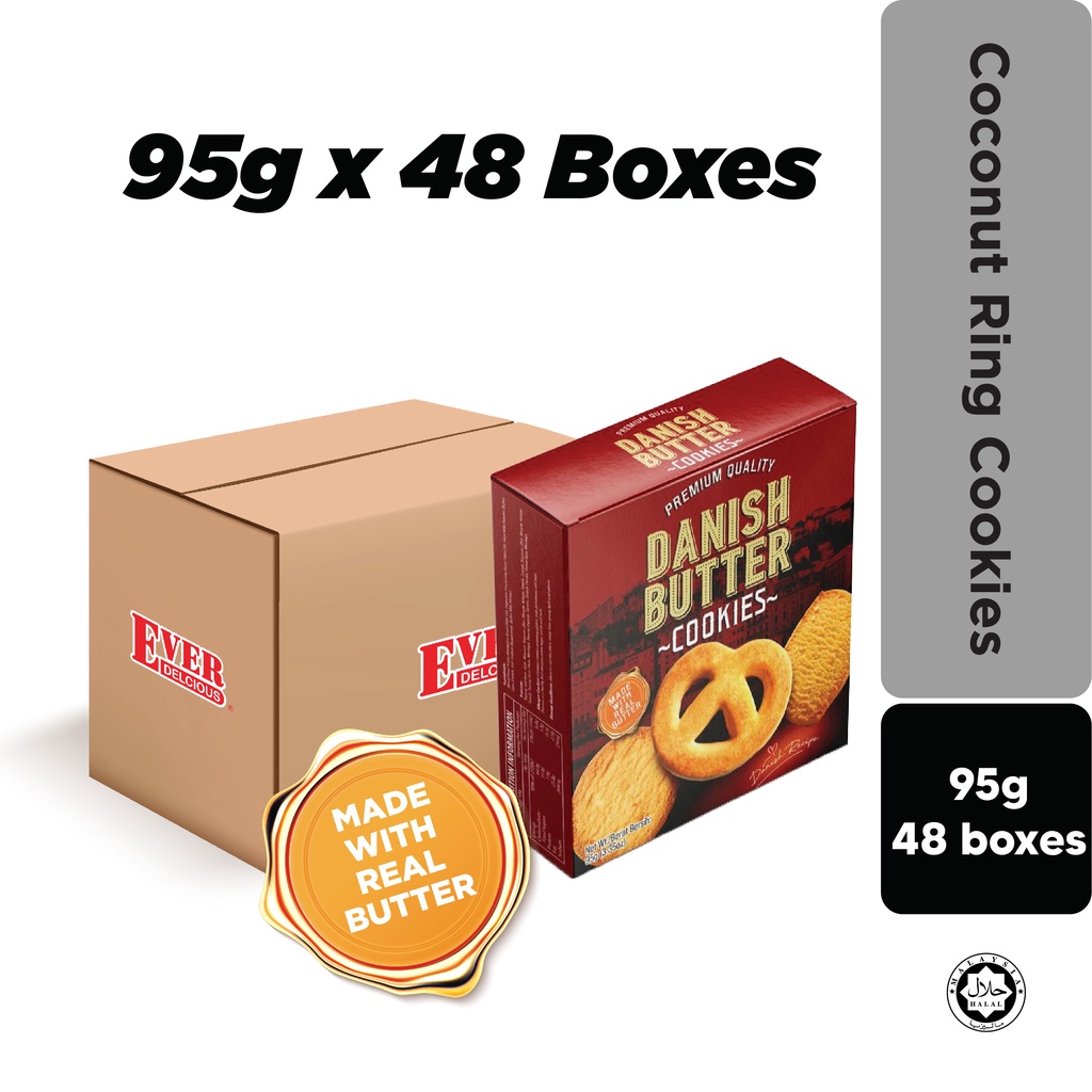 [1 CARTON]Ever Delicious Danish Butter Cookies Box 95G Biskut Wedding