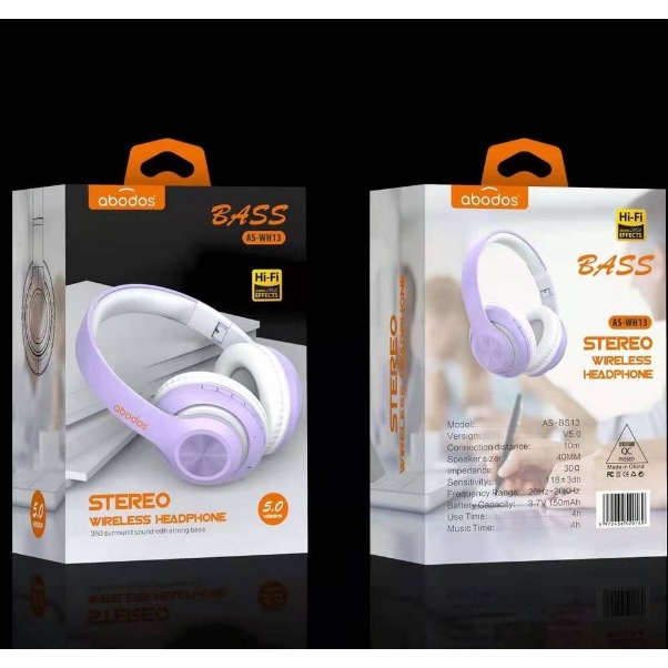 [LOCAL SELLER] EXTRA GIFT ABODOS AS-WH13 STEREO WIRELESS HEADPHONE 360 SURROUND SOUND WITH STRONG BASS BLUETOOTH HEADPHO