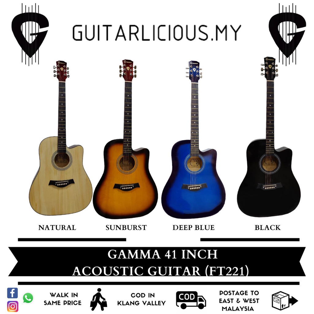 GAMMA Series 41 inch Acoustic Guitar FT221 6 strings (EBGDAE) Free bag