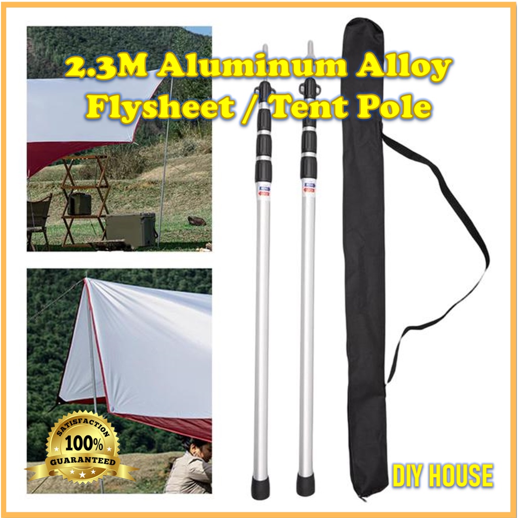 2.3M Adjustable Telescope Tarp Poles Outdoor Aluminium Alloy Camping