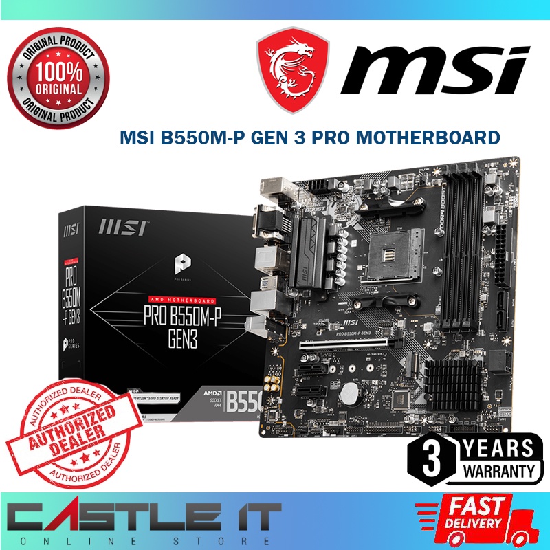 MSI B550M P GEN 3 PRO Series AMD AM4 Motherboard MATX Micro ATX PRO
