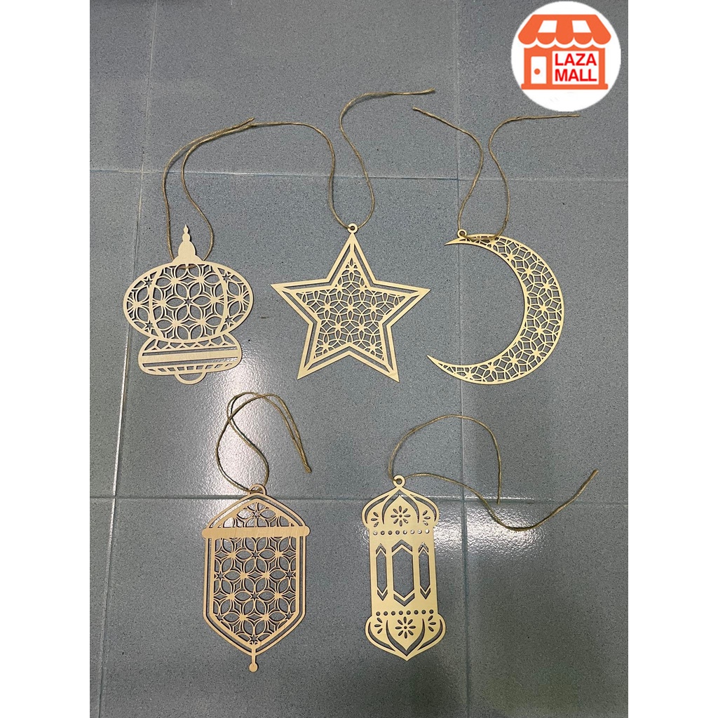 Ramadan & mubarak Hiasan candelier kedai / rumah / hotel event gift hadiah GANTUNG KRAF KAYU DECORATION HANGING WOODEN