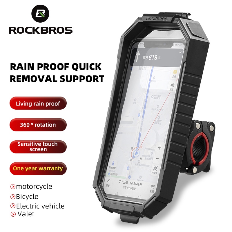 【MY Delivery】ROCKBROS Motorcycle Phone Holder Waterproof Phone Case Touch Screen Bike Phone Holder Cycling Handlebar Mount Bicycle Stand Bracket Bicycle Accessories