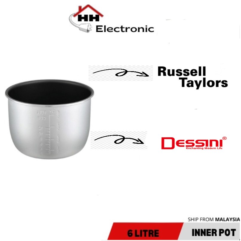 Dessini Pressure Cooker 6 Litre Inner Pot Original Aluminum Non Stick Russel Taylor(Inner Pots Only)