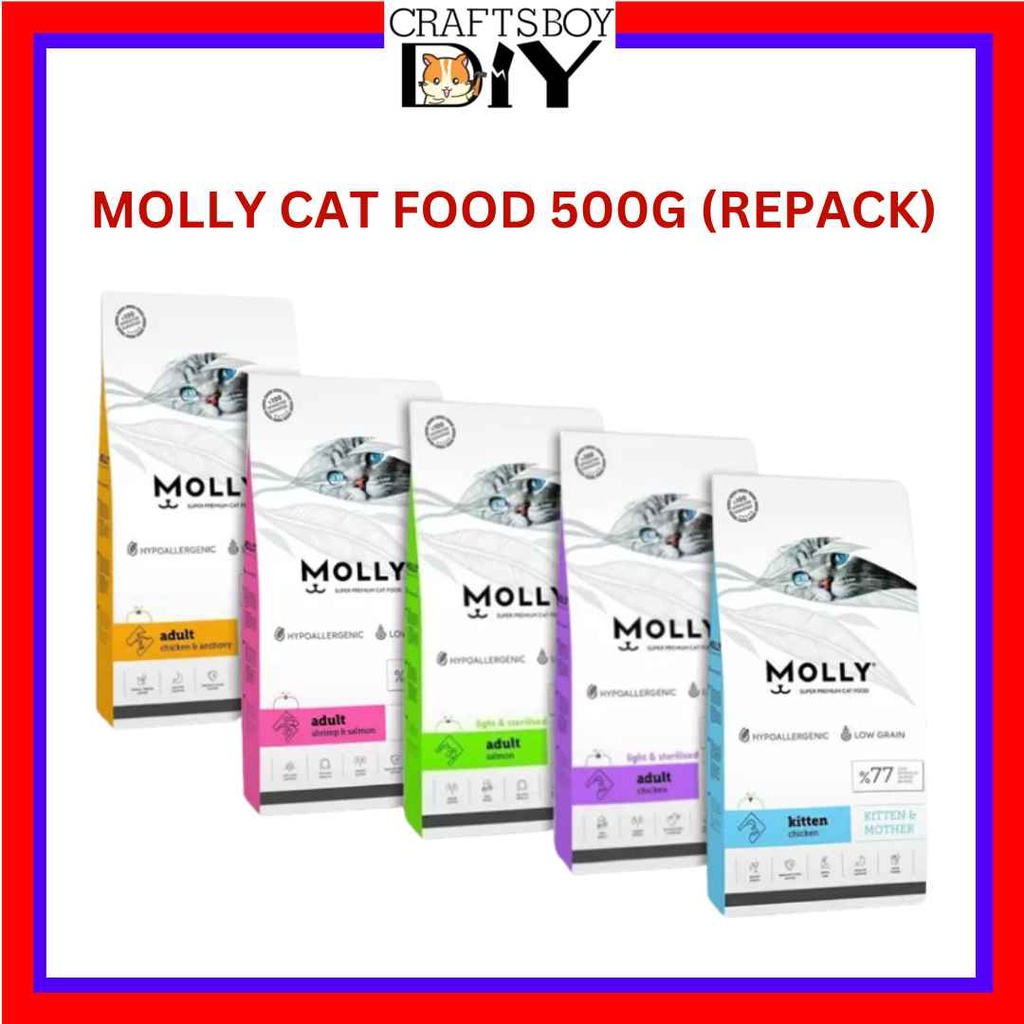 Molly Cat Food 500g Repack Molly Super Premium Cat Food For Adult Cat