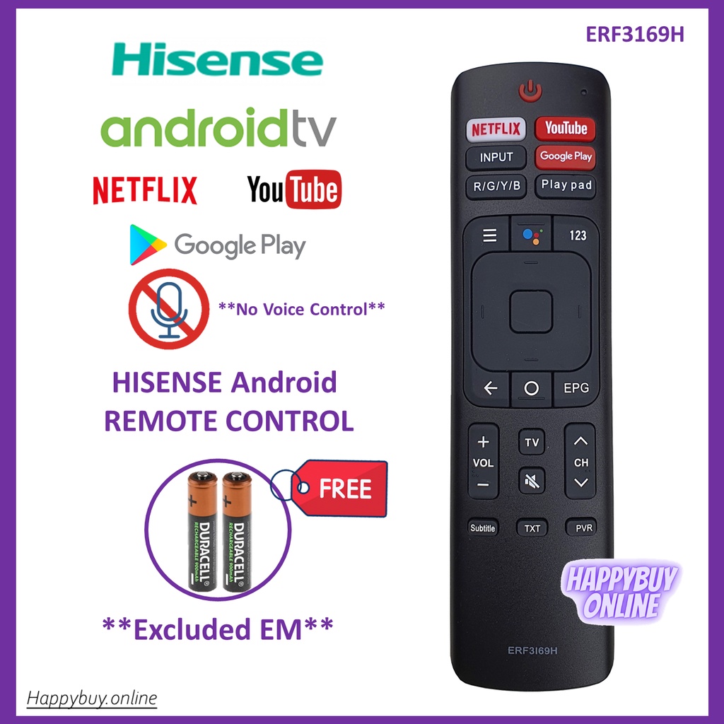 Hisense Android Smart TV Remote Control ERF3169H Hisense Smart TV