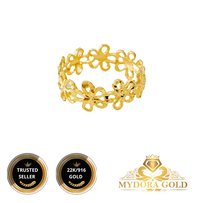 Mydoragold Cincin Bajet Series Cincin Belah Rotan Sakura Emas