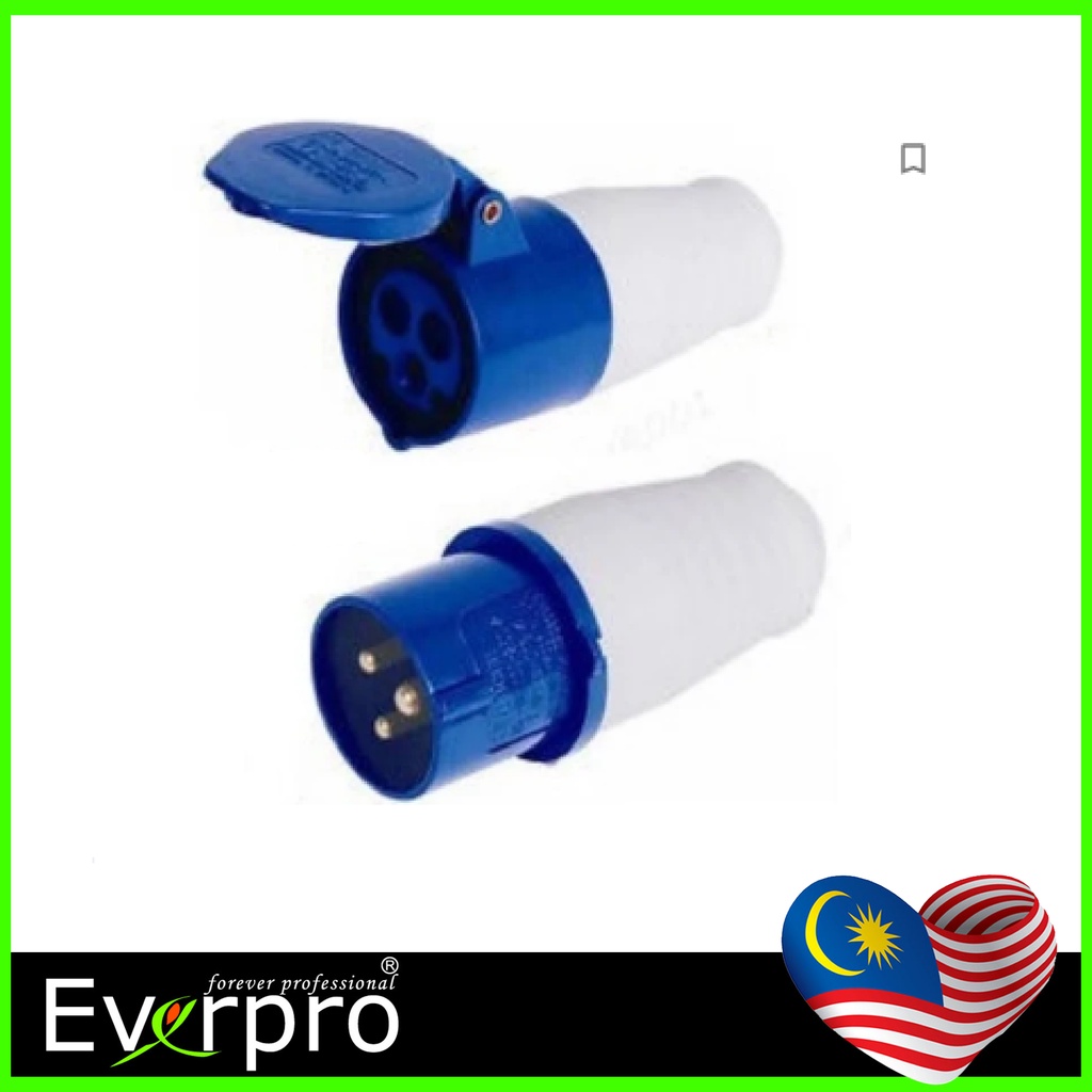 CEE 240V 16A 3 PIN INDUSTRIAL PLUG / SOCKET | Shopee Malaysia