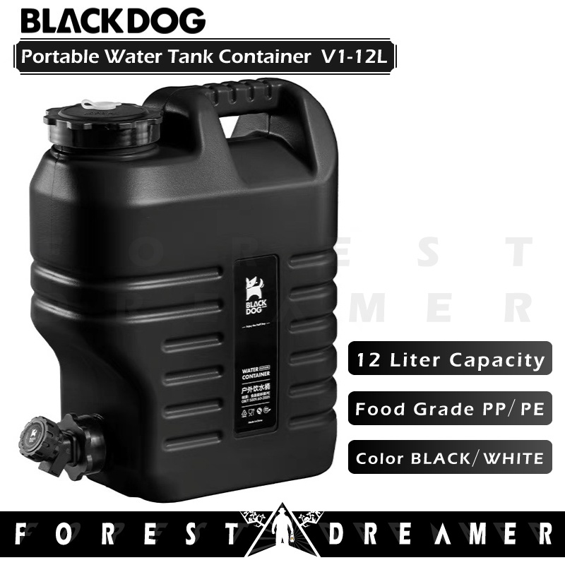 BlackDog Camping Outdoor Portable Water Tank Container V1 [12L] Black