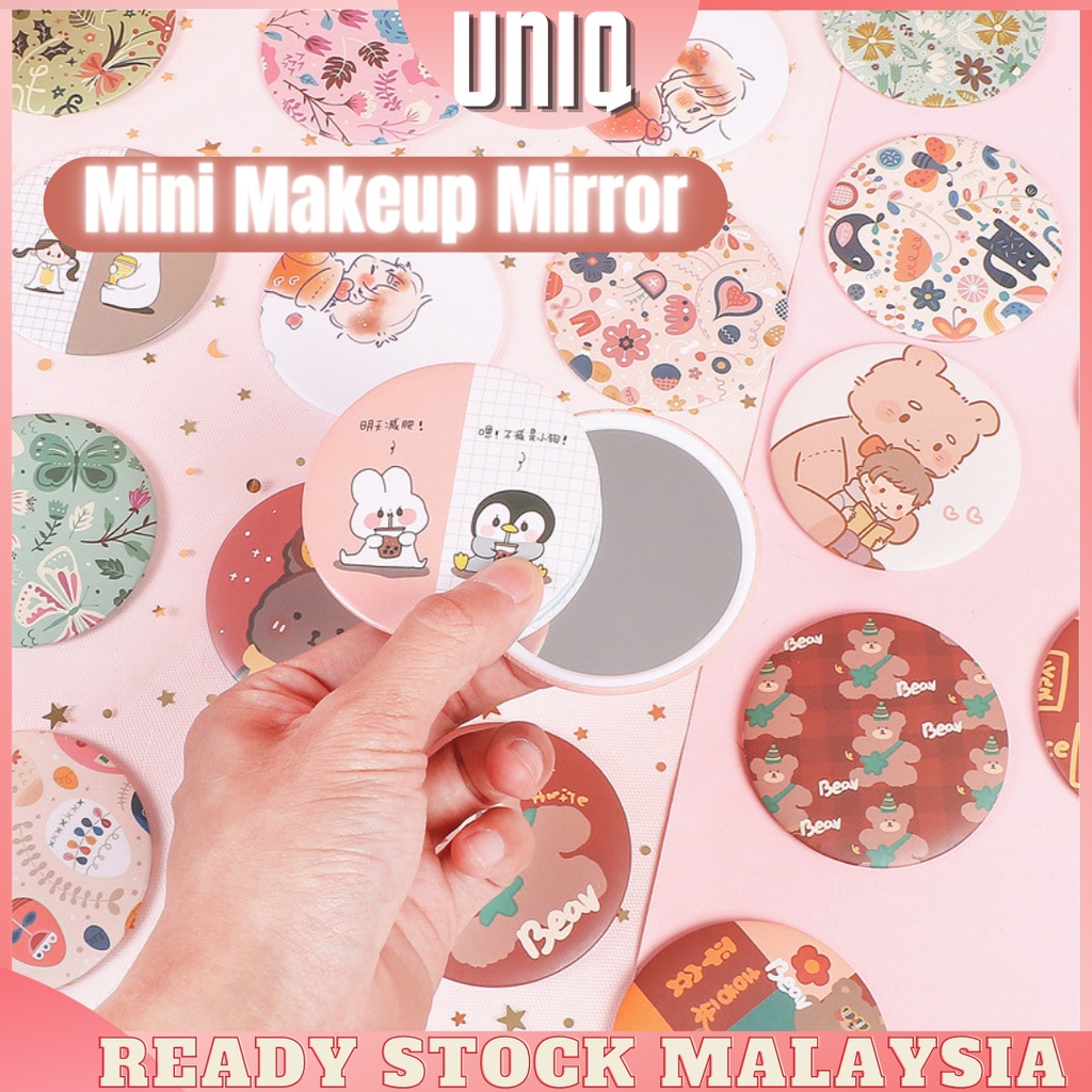 READY STOCK UNIQ Ready Stock Round Pocket Makeup Korean Mirror Mini Cermin Cartoon Small Mirror hand gifts Door gifts