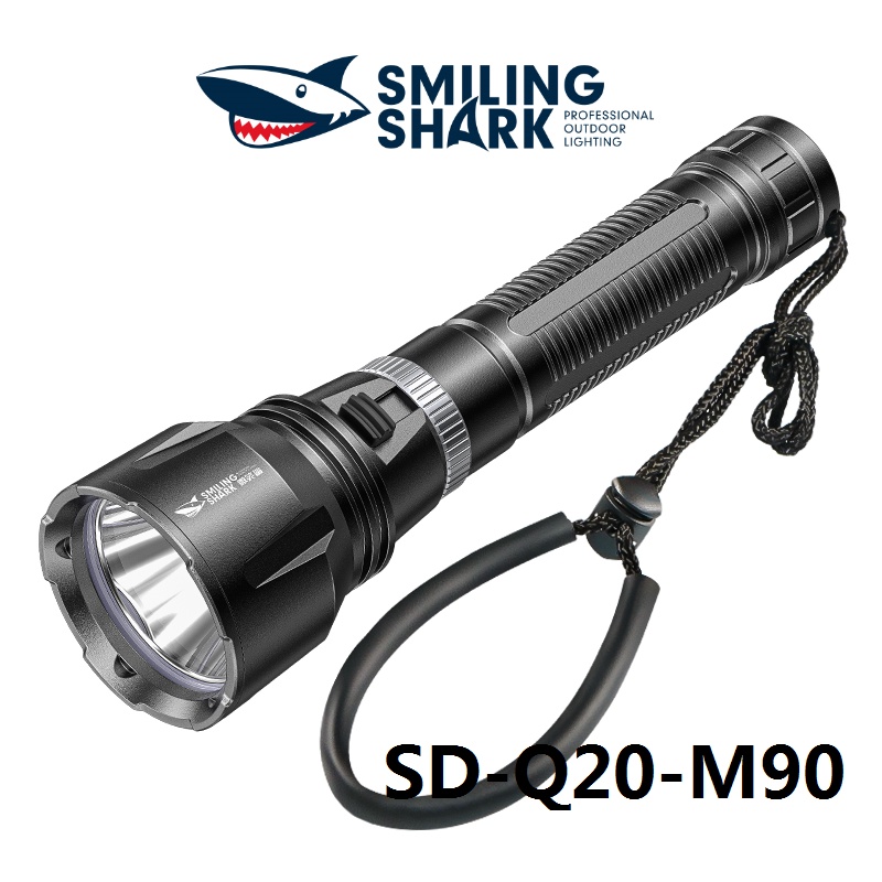 SmilingShark Q20 Diving Torch Light IPX8 Waterproof Flashlight Scuba Deep Dive Lampu Selam Led M90 8000LM High Power Super Bright 26650 USB Rechargeable100W Flash Light Deep Underwater 100M Lamp Swimming Dive Lamp Long Battery Life