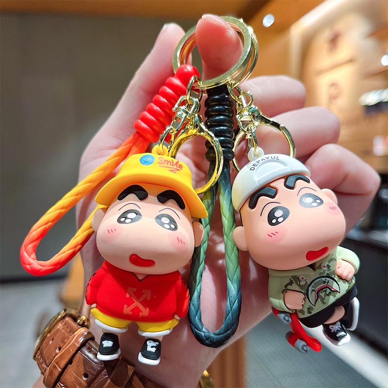 Crayon Shin-chan Keychain, Skateboard Sports Series Pendant, Car Key Backpack Ornament, Anime Figure