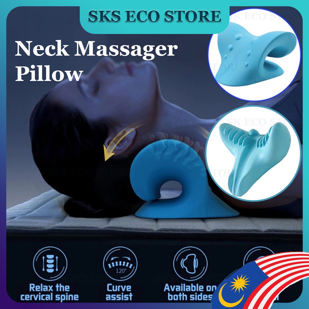 Neck Shoulder Massager Pillow Chiropractic Pillow Stretcher Pillow for Pain Relief Bantal Pengurut Bahu Leher 颈椎部按摩枕 A19