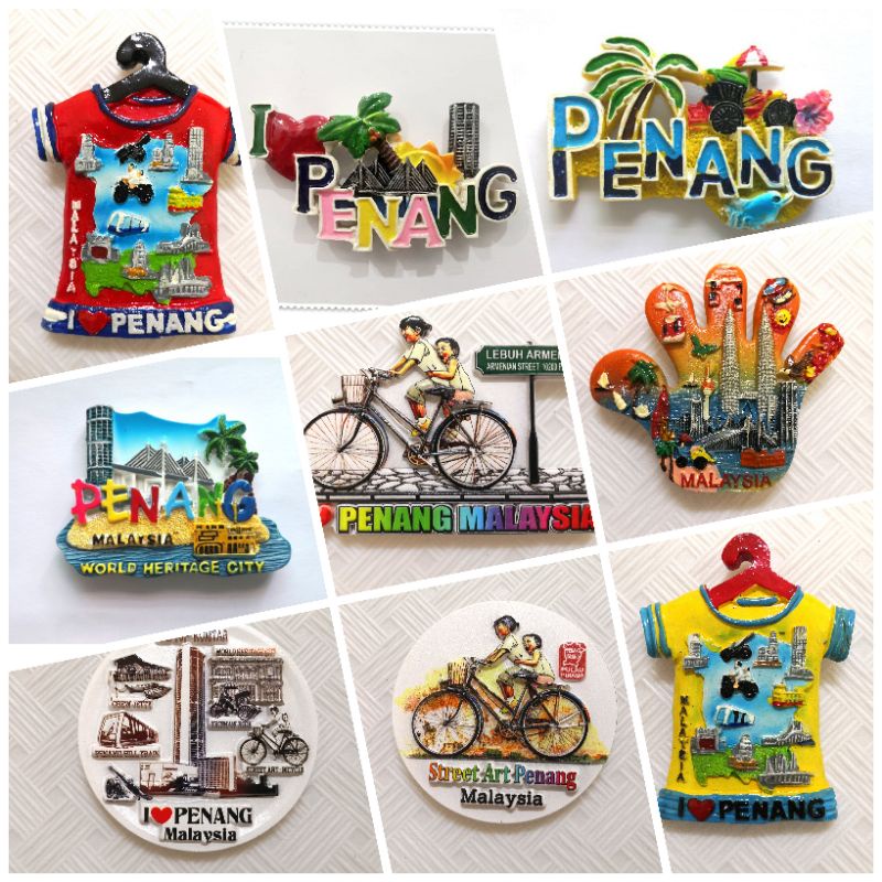 [123] Penang Fridge Magnet Souvenir Collection  | HRC | Guitar | Map | Ferry | Penang Bridge | Souviner | Gifts | Tour