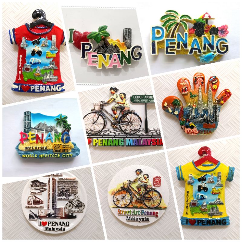 Penang Fridge Magnet Souvenir Collection | HRC | Guitar | Map | Ferry | Penang Bridge | Souviner | Gifts | Tour