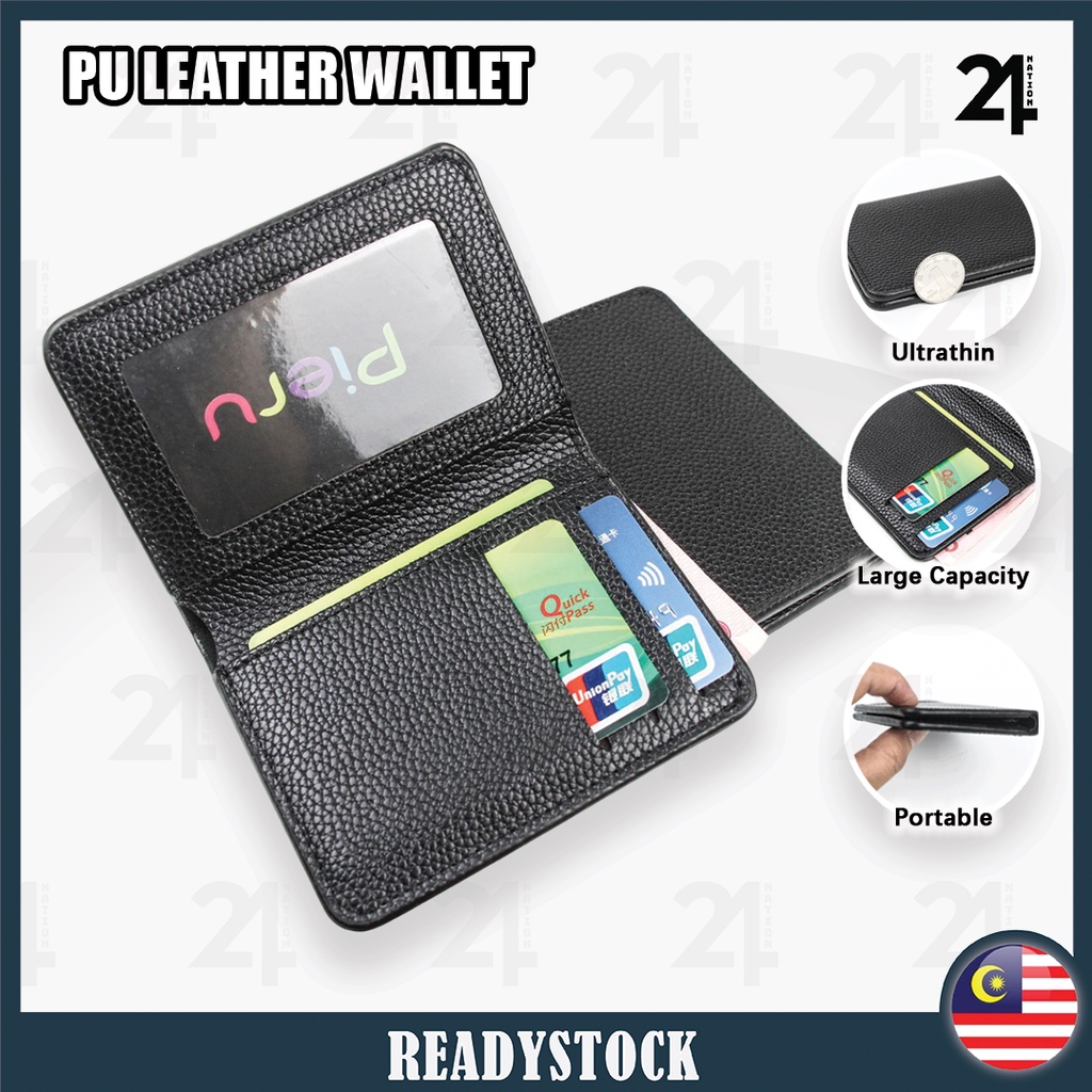 W03 Unisex Slim PU Leather Zipper Bifold Trifold Wallet Lelaki Purse PU Fashion Kad Holder card Dompet lelaki 皮革潮流卡夹卡包钱包