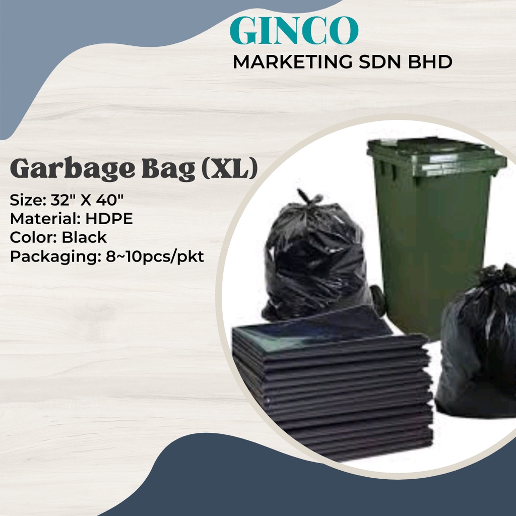 GINCO Heavy Duty HDPE 32"x40" (XL) Garbage Bag Garbage Plastic Plastik