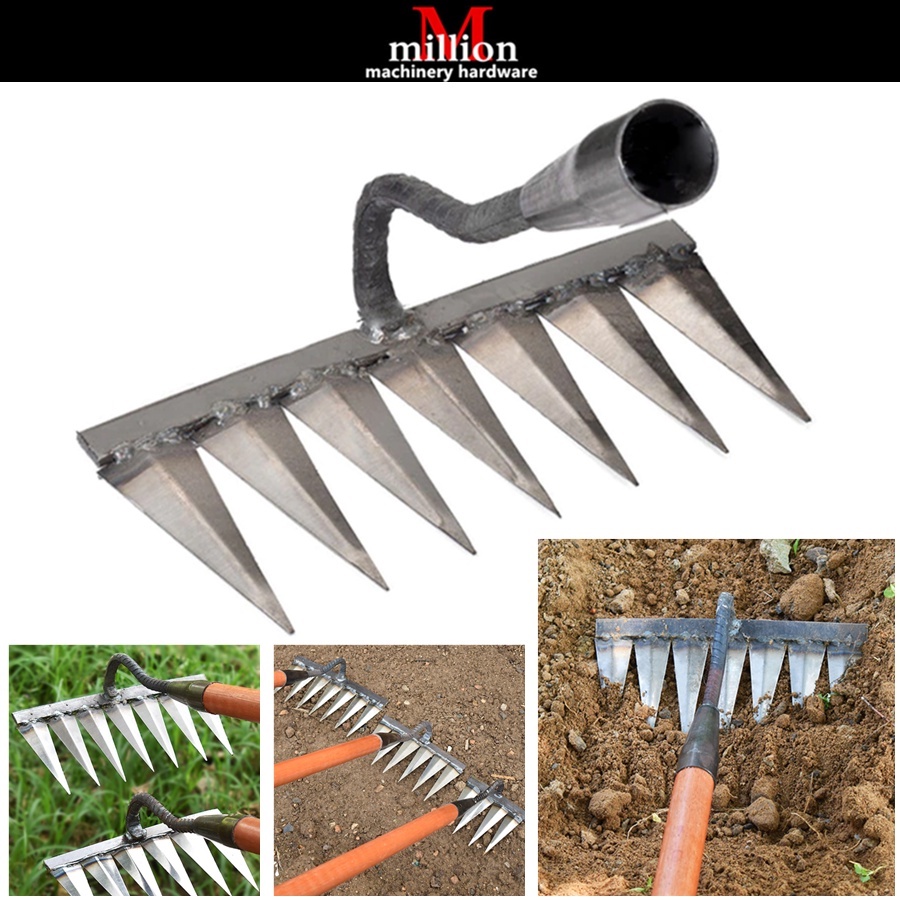 Garden Weeding Hoe Rake Farm Tool Cangkul Rumput Cangkul Tanah Weeding Agricultural Tools Tooth Nail Harrowing tool