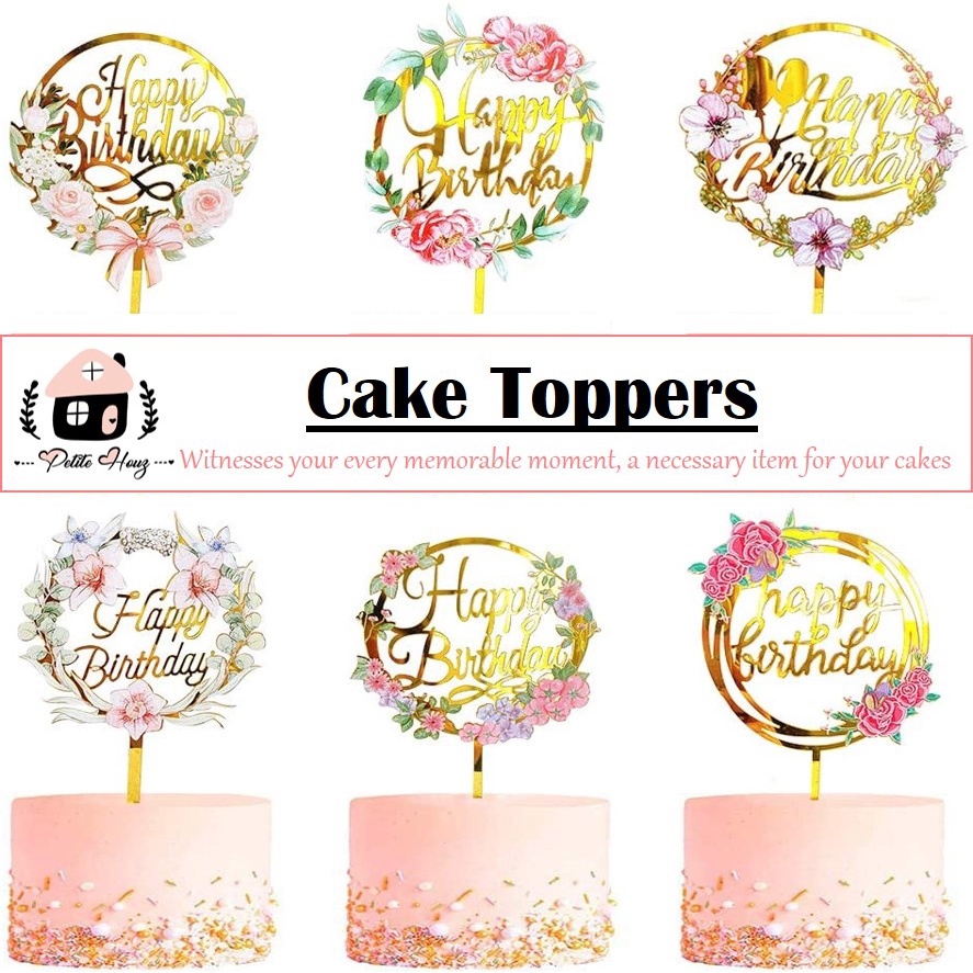 [Petite Houz] Cake Topper Birthday Topper/ Anniversary/ Selamat Bertunang/ Anniversary/ Mr & Mrs/ Bride To Be 蛋糕插旗插牌