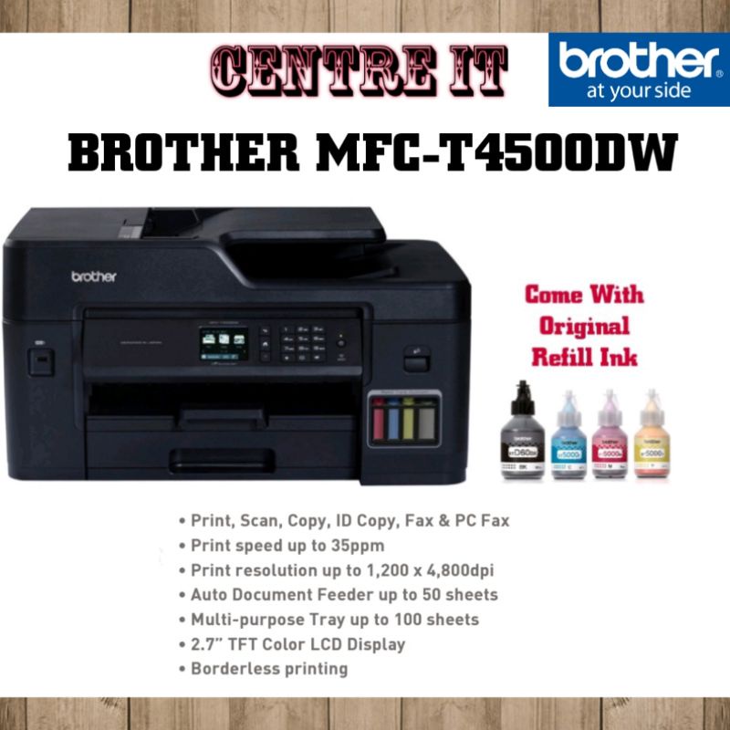 Brother MFCT4500DW A3 All in One Original Ink Tank Printer Shopee