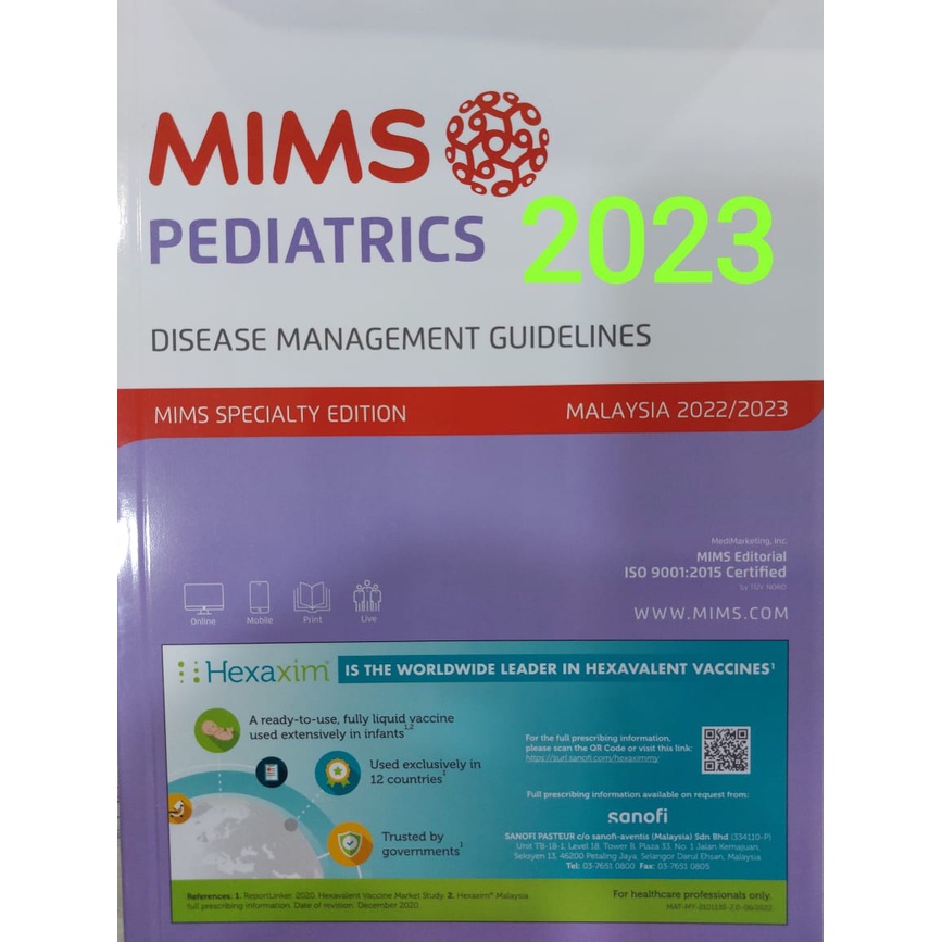 Mims pediatric disease management guidelines 2023 Shopee Malaysia