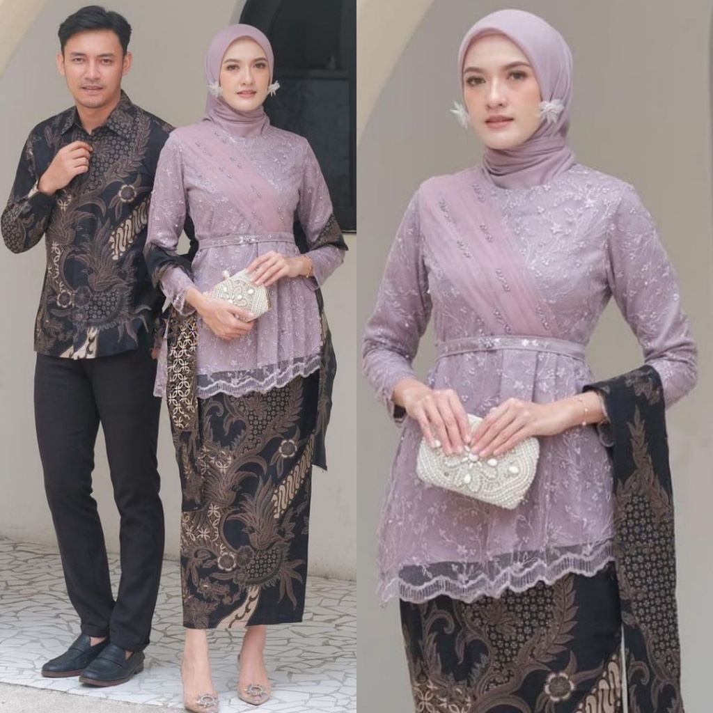 Kemeja New Series Ada Jumbo Couple Set Modern Kebaya Zavina Premium Kebaya Full Brocade 