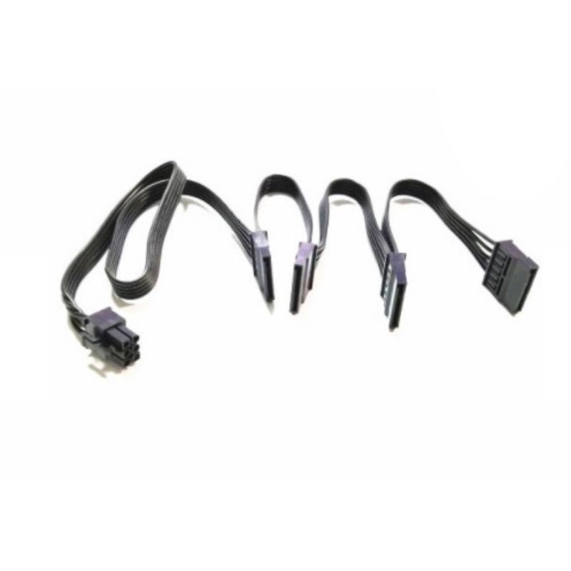 thumbnail image 2 of Sea Sonic Modular Power Cable - 6pin To 4 Straight Angle SATA Connectors - Black 2 of 6
