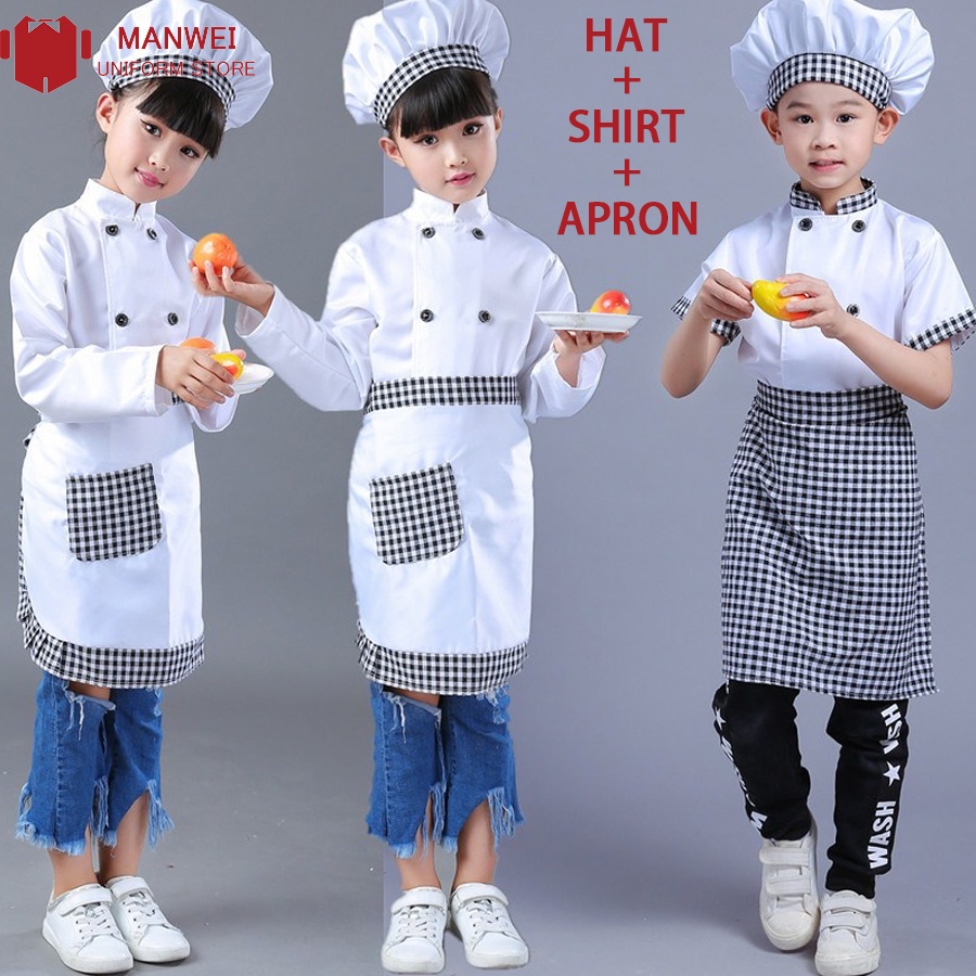 Baju Chef Kanak Kanak Kids Chef Budak Kitchen Cosplay Kids Apron