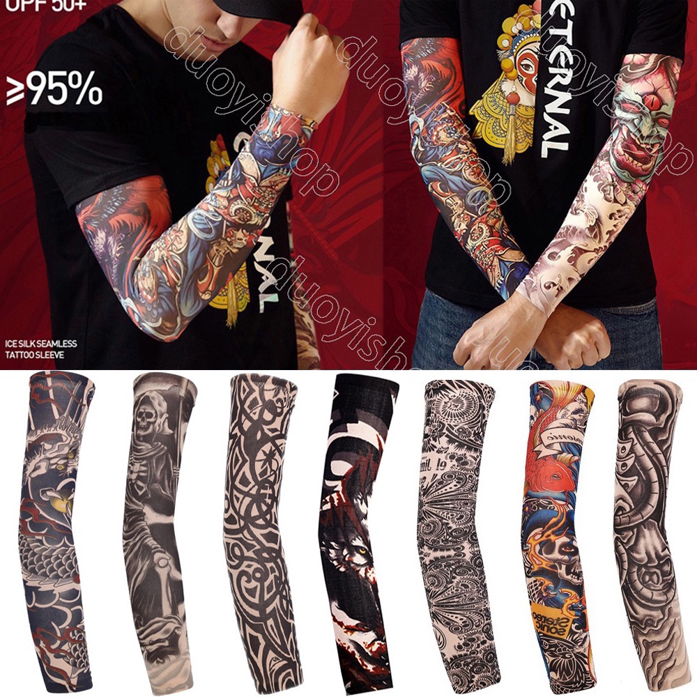 New Fashion Anti-UV Dust handsock Arm Sleeves Ice Silk Fishing Motorcycle Bicycle Men Unisex Tattoo Sleeve (2PCS)